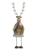 InArt Decoratief figuur "Reindeer" goudkleurig/wit - (B)9 x (H)30 x (D)6 cm