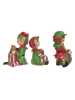 InArt 3er-Set: Dekofiguren "Elf" in Grün/ Rot/ Beige - (B)14 x (H)20 x (T)9 cm