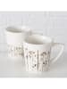 Boltze 2-delige set: koppen "Kamina" wit/lichtbruin - 300 ml
