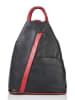 Florence Bags Leder-Rucksack "Stax" in Schwarz/ Rot - (B)31 x (H)24 x (T)12 cm