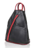 Florence Bags Leren rugzak "Stax" zwart/rood - (B)31 x (H)24 x (D)12 cm