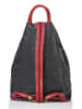 Florence Bags Leder-Rucksack "Stax" in Schwarz/ Rot - (B)31 x (H)24 x (T)12 cm