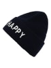 Zwillingsherz Wollen muts "Happy" donkerblauw
