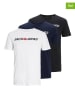 Jack & Jones 3er-Set: Shirts in Weiß/ Schwarz/ Dunkelblau