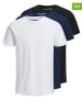 Jack & Jones 3er-Set: Shirts in Weiß/ Schwarz/ Dunkelblau
