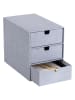 BigsoBox Pudełko "Ingid" w kolorze jasnoszarym z szufladami - 16 x 20,5 x 25 cm