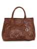 Mia Tomazzi Leren handtas "Cardellino" bruin - (B)35 x (H)25 x (D)19 cm