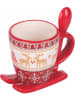 Villa d´Este Koffiekop "Scandy" rood/wit  - (H)7 cm