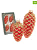 Krebs Glas Lauscha Christbaumornamente "Tannenzapfen" in Hellbraun/ Grün - 4 Stück