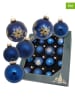 Krebs Glas Lauscha 16-delige set: kerstballen "Big & Small Snowflakes" blauw - Ø 7 cm
