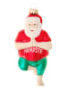 Krebs Glas Lauscha Kerstornament "Santa im Yogastand" rood - (L)12 cm