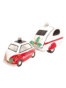 Krebs Glas Lauscha Kerstboomversiering "Kerstman auto & aanhanger" meerkleurig - (L)8 cm