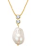 Perldesse Vergulde ketting met parel en edelstenen - (L)46 cm