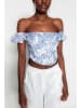 trendyol Blouse lichtblauw/wit