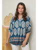 Curvy Lady Bluse in Blau/ Bunt