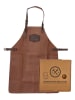 HIDE & STITCHES Skórzany fartuch w kolorze jasnobrązowym do grillowania - 27 x 27,5 x 4 cm