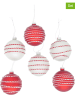 Boltze 12-delige set: kerstballen "Divora" rood/wit - Ø 8 cm