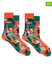 Spox Sox 2-delige set: sokken groen/oranje