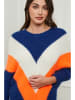 Joséfine Sweter "Label" w kolorze pomarańczowo-niebiesko-kremowym