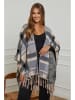 Soft Cashmere Poncho in Grau/ Beige