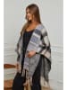 Soft Cashmere Poncho in Grau/ Beige