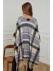 Soft Cashmere Poncho in Grau/ Beige