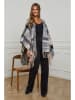Soft Cashmere Poncho in Grau/ Beige