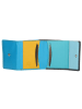 HAPPY WALLET Leder-Geldbörse "Colourful" in Dunkelblau - (B)10,5 x (H)8,5 x (T)2,5 cm