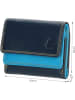 HAPPY WALLET Leder-Geldbörse "Colourful" in Dunkelblau - (B)10,5 x (H)8,5 x (T)2,5 cm