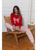 Just for Victoria Pyjama "Rina" in Rot/ Weiß