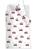 FIEP Renforcé beddengoedset "Kraanwagen" wit/rood