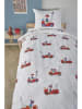 FIEP Renforcé beddengoedset "Kraanwagen" wit/rood