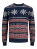 Jack & Jones Pullover "Xmas Snowball" in Dunkelblau/ Rot