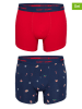 Happy Shorts 2er-Set: Boxershorts in Dunkelblau/ Rot