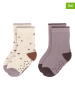 Lässig 2er-Set: ABS-Socken in Beige/ Lila