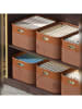 Joybos Leren opbergmand bruin -  (B)30 x (H)25 x (D)40 cm
