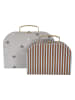 OYOY mini 2er Set Mini-Koffer "Elephant & Stripe" in Braun/ Grau - ab 3 Jahren