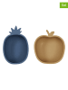 OYOY mini 2-delige set: snackschalen "Pineapple & Apple" blauw/lichtbruin