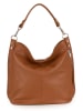 Anna Morellini Leder-Schultertasche "Bolzano" in Hellbraun - (B)40 x (H)45 x (T)15 cm