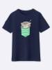 WOOOP Shirt "Cat in the pocket" donkerblauw