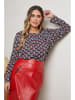 Plus Size Company Bluzka "Acoza" w kolorze granatowo-czerwonym