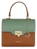 Mia Tomazzi Leder-Henkeltasche "Cignoli" in Cognac/ Mint/ Weiß - (B)25 x (H)20 x (T)11 cm