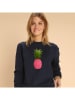 WOOOP Sweatshirt "Floral pineapple" donkerblauw