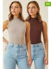 Happiness Istanbul 2-delige set: tops bruin/beige