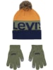 Levi's Kids 2-delige set: muts en handschoenen kaki/geel