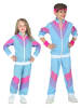 Carnival Party 2tlg. Kostüm "80er Jahre Trainingsanzug" in Blau/ Lila/ Pink