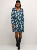 Kaffe Jurk "Amilia" wit/zwart/turquoise