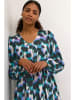 Kaffe Jurk "Amilia" wit/zwart/turquoise