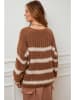 Plume Sweter "Andalou" w kolorze karmelowo-kremowym