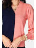 ASSUILI Pullover in Dunkelblau/ Apricot